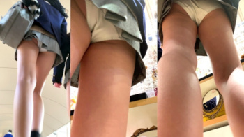 upskirt1661逆さ撮りJK 激ミニですべすべの足と純白Pを見せつけるかのようなギャル系JKのパンチラ動画re edit