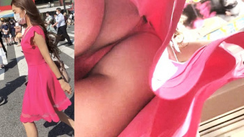 渋谷の主役美人たち！白ワンピースの美人がまさかのハミビラの画像