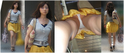黄色のスカートを履いている女の子のパンチラ画像の画像