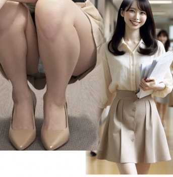 しゃがんで書類を拾う先輩女子社員のスカートの中が丸見えだった!【OLしゃがみパンチラ】の画像