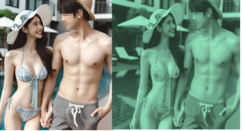 水着でイチャついてるカップルにムカついたので、赤外線盗撮で全員素っ裸にしてやった!www【水着透け画像】の画像