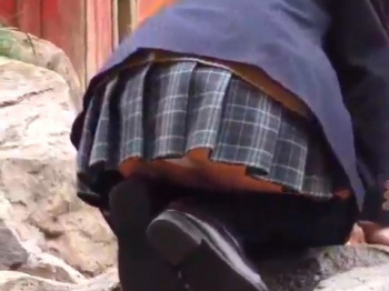 《パンチラ動画》遊園地に遊びに来ていたミニスカ制服女子のパンティを隠し撮り盗撮の画像