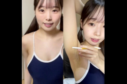 【無修正エロエムオクン動画】ロリカワ美巨乳降臨！色々な格好をしてエロ自撮りオナニーを見せてくれるロングツインテール髪合法ロリ女子！推定Ｇカップ◎縦画面◎の画像