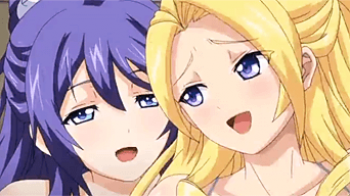【エロアニメ】チンポが我慢できなくてレズっちゃってるよｗｗ極太ディルドで慰め合う巨乳JKたちｗｗの画像