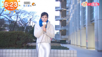 谷尻萌アナ、強風でスカートが貼り付いて股間の形丸わかりになってエロの画像