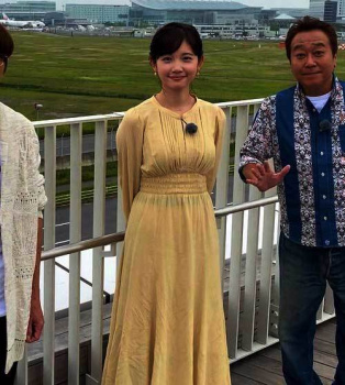 田中瞳アナ、おっぱい乳房がエチエチ過ぎワンピースが透けて見えてるの画像