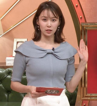 良原安美アナ、今日のニットおっぱいデッカ！乳房の膨らみタマランちの画像