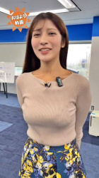 岡本結子アナ、ニットおっぱいバインバイン揺れ過ぎエチエチ最高！の画像