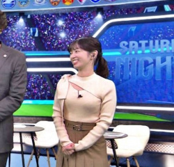 中根舞美アナ、リブニットおっぱいエッロ！YCの膨らみエッチ過ぎの画像