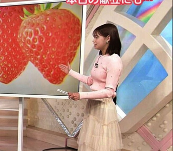 田﨑さくらアナ、ピンク色ニットおっぱいYCの膨らみデッカ！の画像