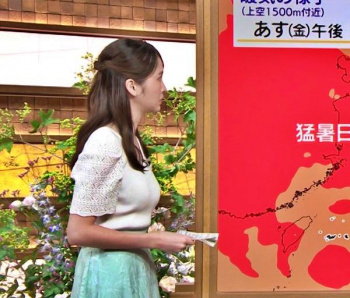 細川栞アナ、猛暑対策ブラトップ横乳おっぱいデッカ過ぎて最高！の画像