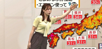 舩橋沙貴アナ、朝からすげぇニット爆乳おっぱい！YCの膨らみデッカ過ぎの画像