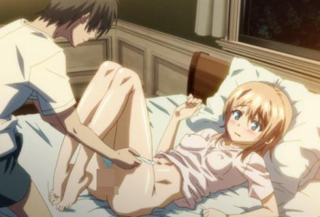 美少女がパンツを脱がされる！パイパンマンコをクンニされバックで連続ピストンの画像
