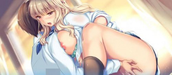 巨乳美少女JKの金髪ギャルが男根を挿入され感じまくる着衣セックス！の画像