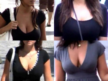 胸の谷間がやばい私服素人巨乳女子の街撮りおっぱい映像GIF画像と動画の画像