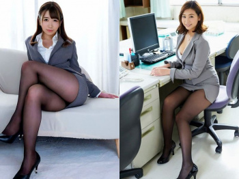 デスクワークで働くOLお姉さんのタイトスカート黒パンスト(足/太股)画像(30枚)の画像
