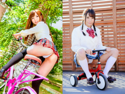自転車と三輪車の乗り物から見えるJK(女子校生)パンチラ画像(30枚)の画像