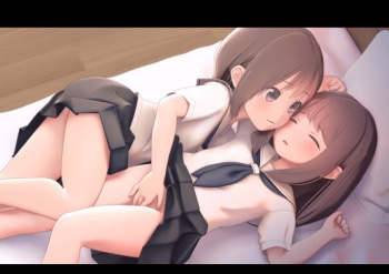 JKがクリを当て合ってエッチする百合の3Dエロアニメ動画の画像