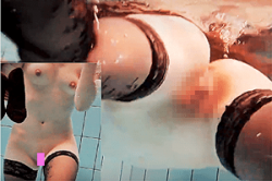 《無修正》水中撮影【ヌーディスト】～「ティーン少女」が「裸」で泳ぎまくる映像～「美乳・乳首」＆大股開きの「無毛ワレメ」の画像
