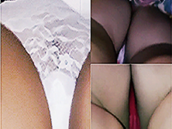 《盗撮カメラ》パンチラ【JD・OL】～「ミニスカ」の中に「スマホ」挿入～ムチムチ「太もも」＆ハミ毛・ハミ具「生パンツ」撮りの画像