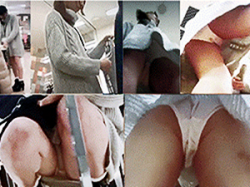 《盗撮カメラ》パンチラ【バイト店員】～10代女子大生の「生ブラ」のぞき～ムチムチ「太もも」＆濡れシミ「生パンツ」を逆さ撮りの画像