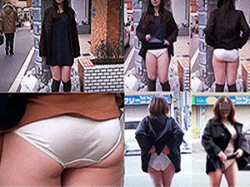 《盗撮カメラ》露出プレイ【制服JK・JD】~サイトで捕獲した「M女」~街中で、ドキドキ濡れ濡れの「生パンツ」見せを撮影の画像