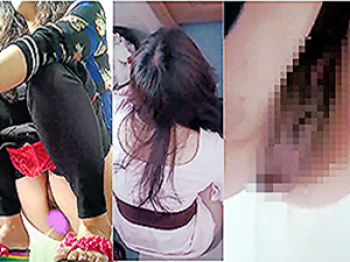 《無◯正》盗撮 女子トイレ【放尿マ●コ】～穴型の「中国式便器」は丸見え～若い娘の「ワレメ・穴」「オシッコ」をドアップ撮影の画像