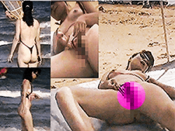 《無◯正》素人投稿【羞恥マ●コ】~ビーチで「M妻」に「紐ビキニ」命令~「巨乳・剛毛ワレメ」丸出しの「野外・露出プレイ」動画の画像