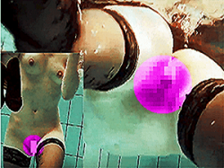 《無◯正》盗撮ヌーディスト【外人マ●コ】~プールで「ティーン」を追っかけ~「ロリ乳・乳首」大股開きの「ワレメ」を水中撮影の画像