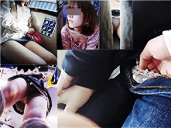 《盗撮カメラ》パンチラ【胸チラ】～バス車内で「女子大生」の「ミニスカ」を狙う～10代のムチムチ「太もも」＆「生パンツ」撮りの画像