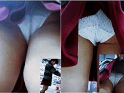 《盗撮カメラ》パンチラ【JC・JK】～店で「制服女子」を「スカートめくり」～ピチピチ「太もも」＆くい込み「生パンツ」撮りの画像