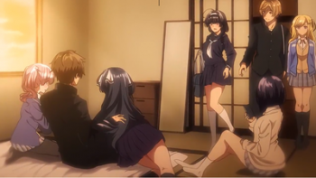 【女子高生(JK)ハーレムエロアニメ】陰キャカップルが陽ギャル達とSEXトレーニングする話2(X videos:15分)の画像