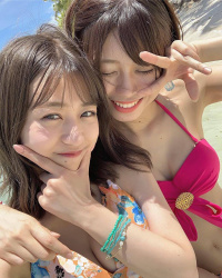 【素人画像】友達となら水着で写真撮ってSNSアップ女子たちの画像