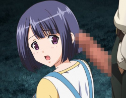 【エロアニメ】美少女が振り返るとそこには巨根チンポが、、、この後、、、♥の画像