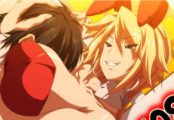 【エロアニメ】爆乳金髪美女の谷間に挟まれて窒息死しそう♥の画像
