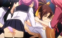 【エロアニメ】爆乳美少女を美女達がみんなで寄ってたかって弄ぶレズプレイ♥の画像