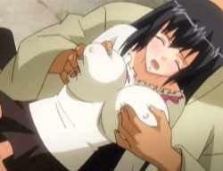 【エロアニメ】巨乳美女が老人二人のおじいちゃんチンポにレイプされて好き放題♥の画像