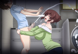 【エロアニメ】巨乳人妻美女のおっぱいに挟まれてシコシコしてもらう男子の画像