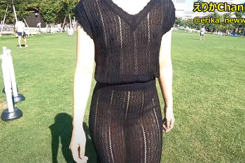 学術的な実験(？)の為、ノーブラノーパン編み編みワンピース姿で天王寺をお散歩する女性Youtuber【えりかChannel】の画像