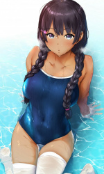 【スク水】濡れたスクール水着が身体に張り付いてエッチな女の子の画像の画像