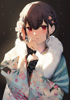 【和服】新年なので着物姿で冬っぽい装いが可愛い女の子の二次画像の画像