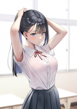 【腋チラ】女の子のワキが服の袖からチラっと見えてるラッキースケベ画像の画像