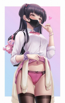 【二次】普通のマスクよりエッチな気がする、黒ウレタンマスク女子画像の画像