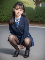 【AI】画像生成AIで作成された黒タイツ女子校生ちゃんの画像【黒ストJK】の画像