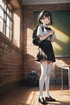 【JK】AI生成された制服女子校生ちゃんの二次画像【ニーハイ】の画像