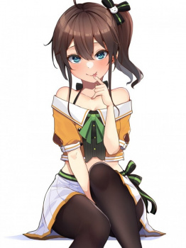 【ホロ】黒タイツ脚がエッチな夏色まつりちゃんの二次画像【初期衣装】の画像