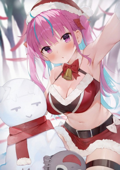 【二次】肌色面積多めで寒そうなクリスマスコスプレ女子の画像の画像