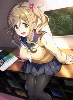 【JK】厚手の黒タイツで暖かそうなセーラー服女子校生ちゃんの二次画像の画像