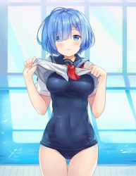 【スク水】制服の下にスクール水着を着た女子校生ちゃんの二次画像 その3の画像