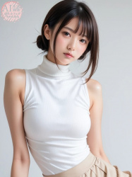 【おっぱい】ニット生地に包まれた着衣おっぱいが柔らかそうな女の子の三次風画像【AI写真】の画像